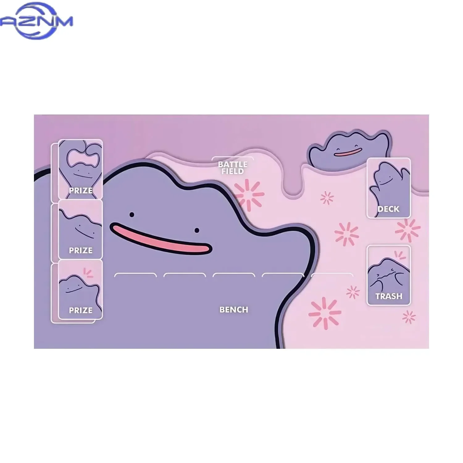 Anime Pokemon Ditto & Pikachu Lake Scene TCG Playmat, Pokemon Card Game Table Mat