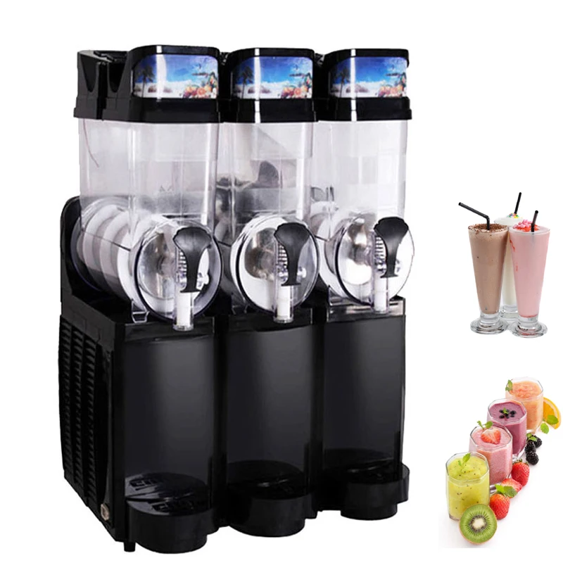 Three Tanks Slush Ice Machine Ice Cream Snow Smoothie Beverage Granita Maker Stainless Steel for Business Commercial