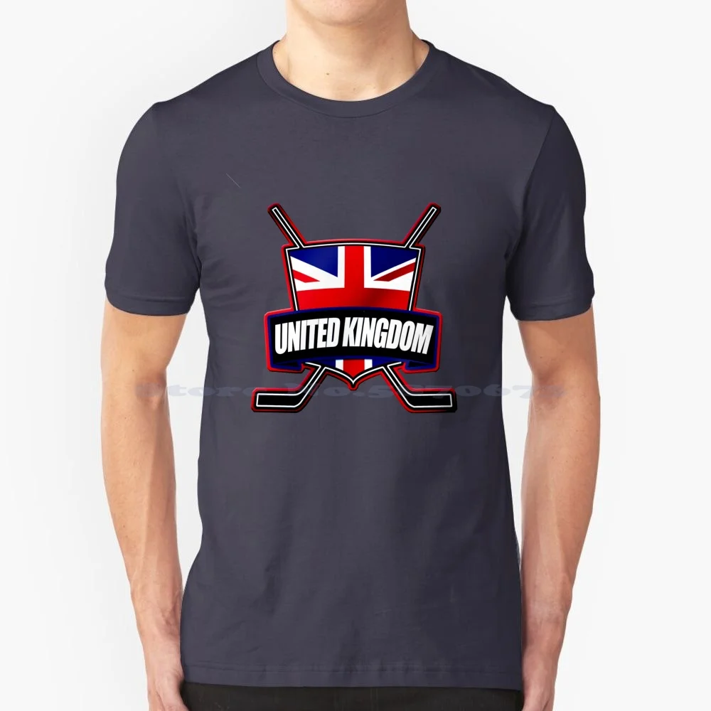 Großbritannien Eishockey Flagge Logo T-Shirt Baumwolle T-Shirt Britisches Hockey Eishockey UK Union Flagge Eishockey Hockey Logos