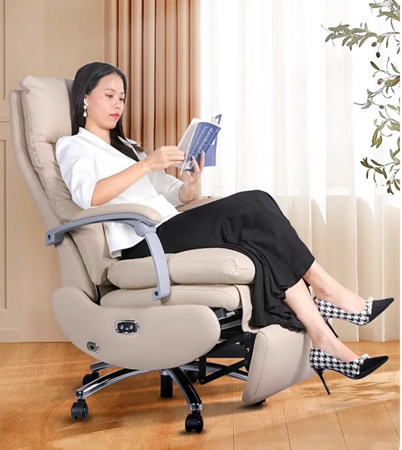 Office chair Ergonomics can lie flat boss chair electric massage computer chair cowhide chair