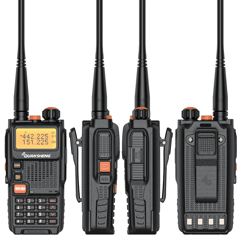 Quansheng K4ATUV walkie talkie K4ATUV 5W, radio dual band uhf vhf 136-174MHZ 400-480MHZ fm luar ruangan ctcss walkie talkie dengan senter 100mil radio