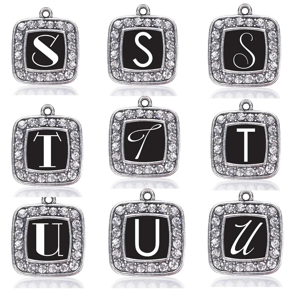 LETTER S T U MY INITIALS  CIRCLE CHARM