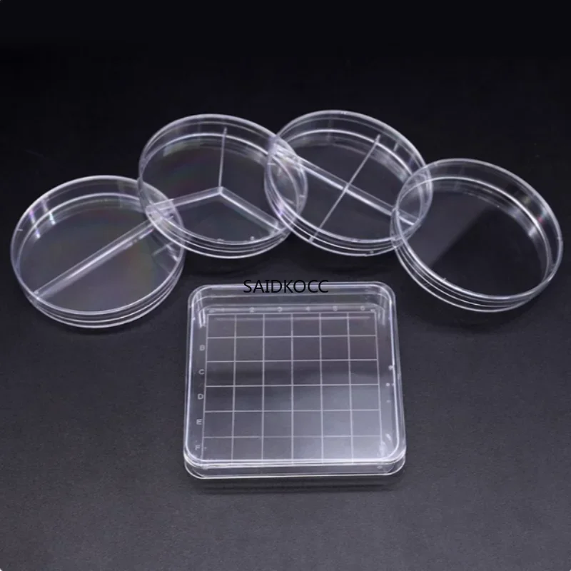 SAIDKOCC 10Pcs 35mm 60mm 90mm 100mm 120mm Round/Square Clear Petri Dishes with Lids Disposable Plastic Sterile Petri Dish