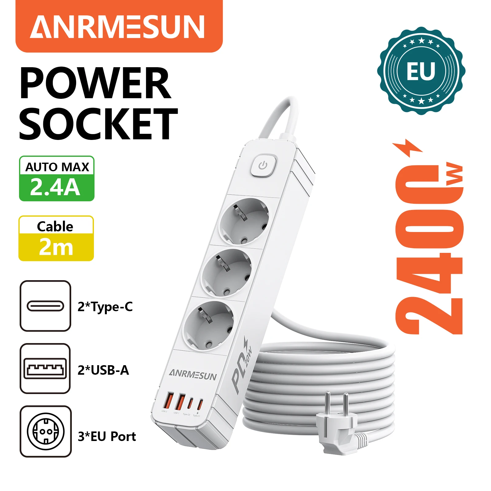 Variant: 3 AC sockets USB