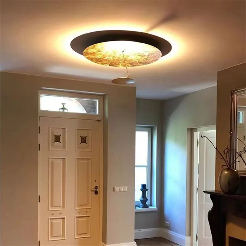 Lederam Ceiling Lamp Creative Gold Foil Ufo Pendant Light Living Room Art Decor Light Hotel Restaurant Led Round Chandelier