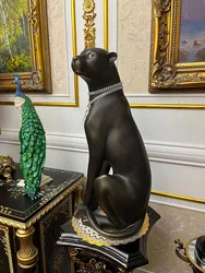 Black Leopard Sculpture,Modern Floor Decoration,Home Decor,Living Room Entrance,TV Cabinet,Hotel Villa Statue,Desktop Ornament