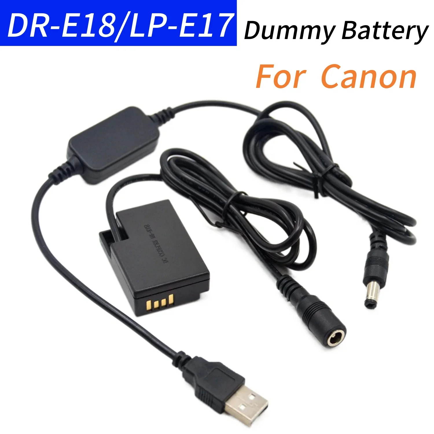 

LP-E17 Dummy Battery DR-E18 DC Coupler+USB to DC Cable for Canon EOS 750D 77D 800D 9000D Kiss X9i X8i Rebel T6i T6S T7i SL2