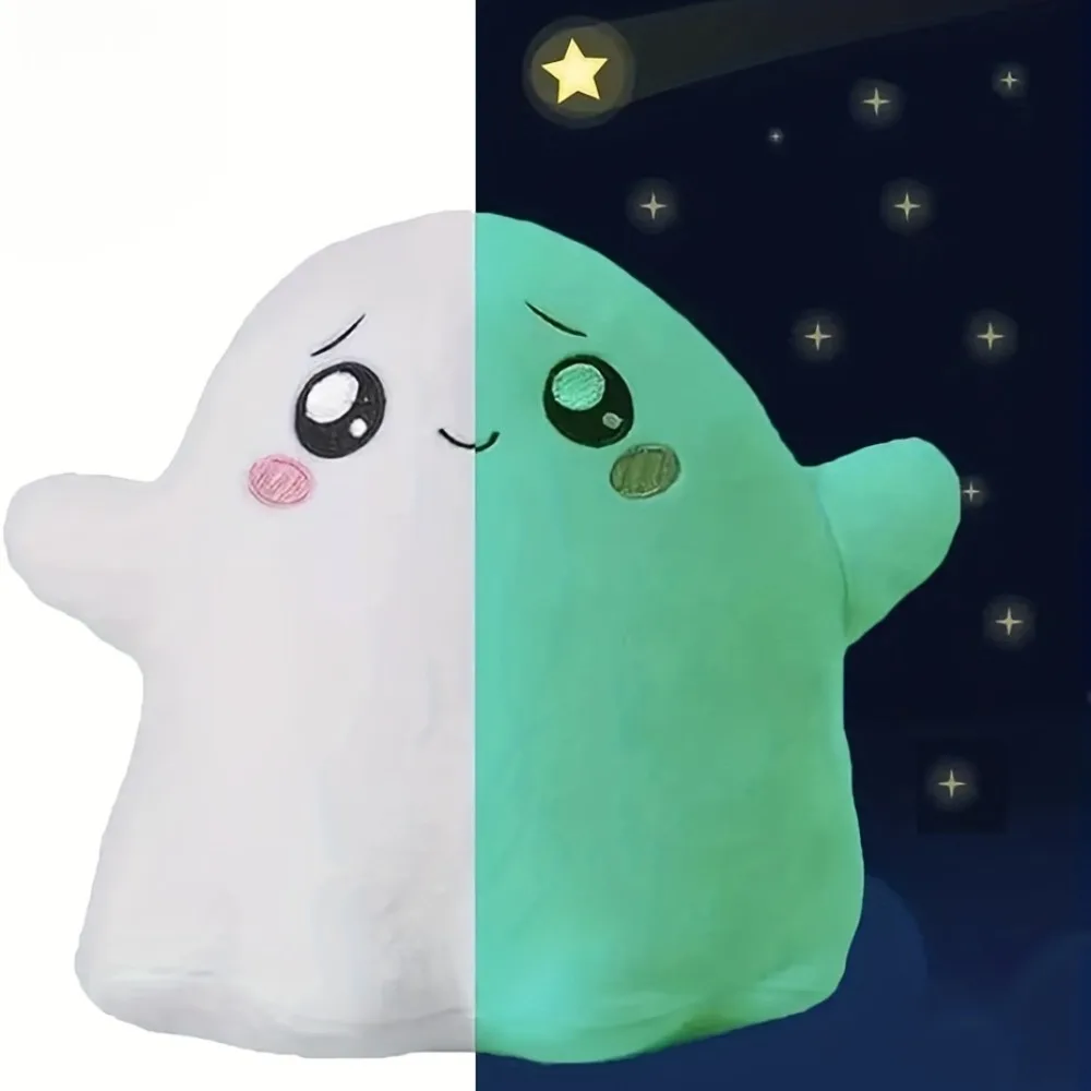 Ghost Doll Glow in The Dark Cartoon Super Soft Plush Toy Glowing Ghosty Plushies Halloween Gift Birthday Gift for Boys Girls