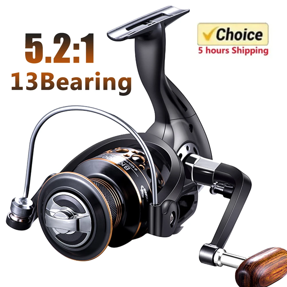 Innovative Water Resistance Spinning Reel 13 Bearings with Wood Handle Saltwater Fishing Reel Long Cast Offshore Trolling Reel