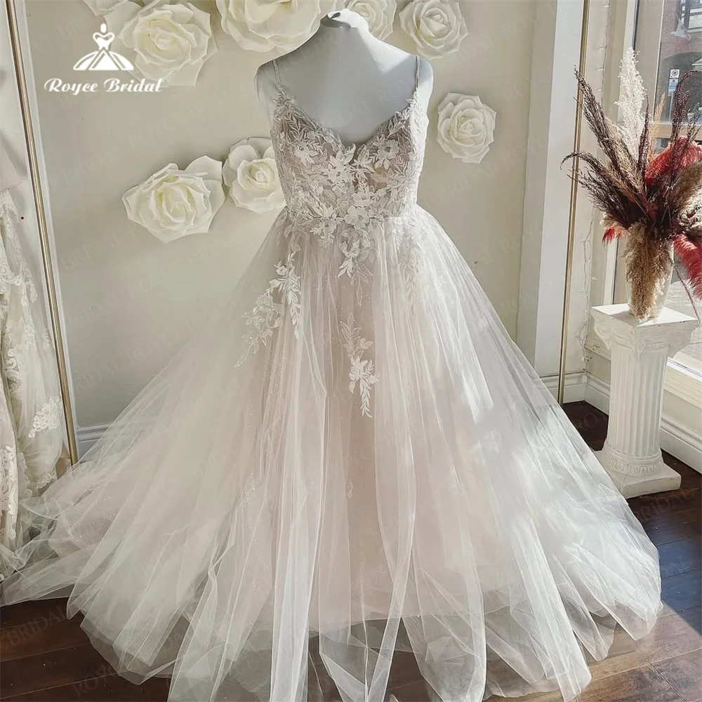 Personalizado uma linha vestido de casamento com decote em v com apliques de renda sem mangas aberto volta moda clássico vestidos de noiva novia