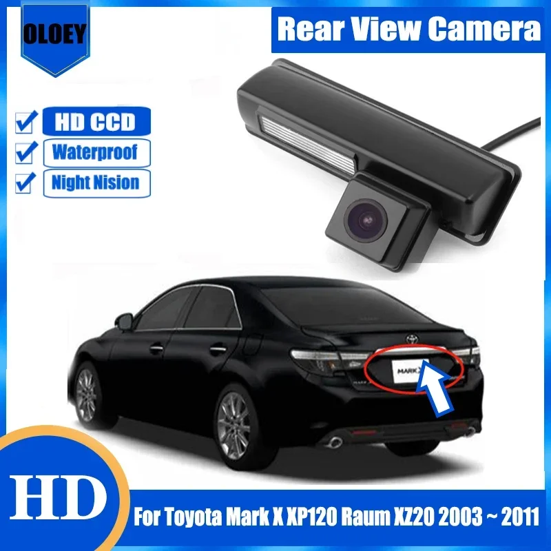 

Rear View Reverse Camera Back Up Parking Camera For Toyota Mark X XP120 Raum XZ20 2003 ~ 2011 HD CCD license plate camera