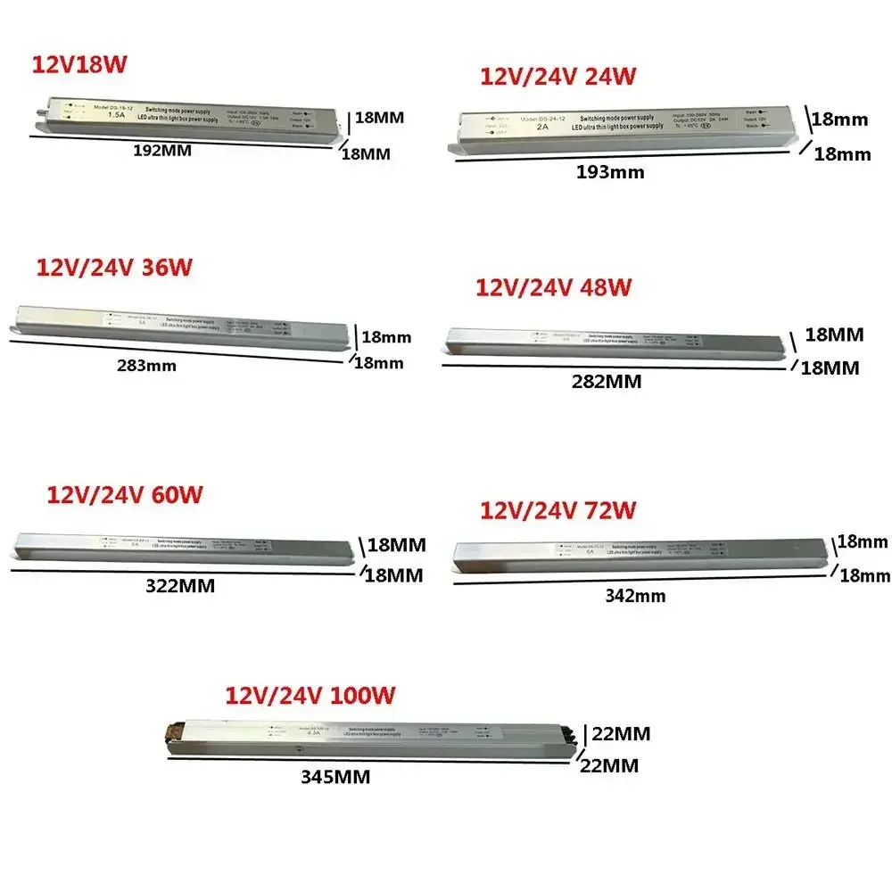 

1Pcs 24W 36W 48W 60W 100W LED Driver Power Supply Advertising Board Power Parts Ultra Thin Switching LED Driver