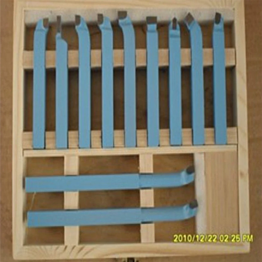 

10*10mm 11pieces Precision hard alloy Turning Tool, lathe tool Kits cutter, cutting tools with wooden case