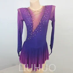 LIUHUO Figure Skating Performance Clothing Customized Skating Grading Clothing Children's Performance Clothing Purple Dress