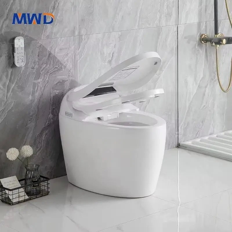 Airow MWD Modern WC Smart Toilet Remote Control Included One Piece Commode Automatic Siphon Flushing S-Trap Toilets for Bathroom