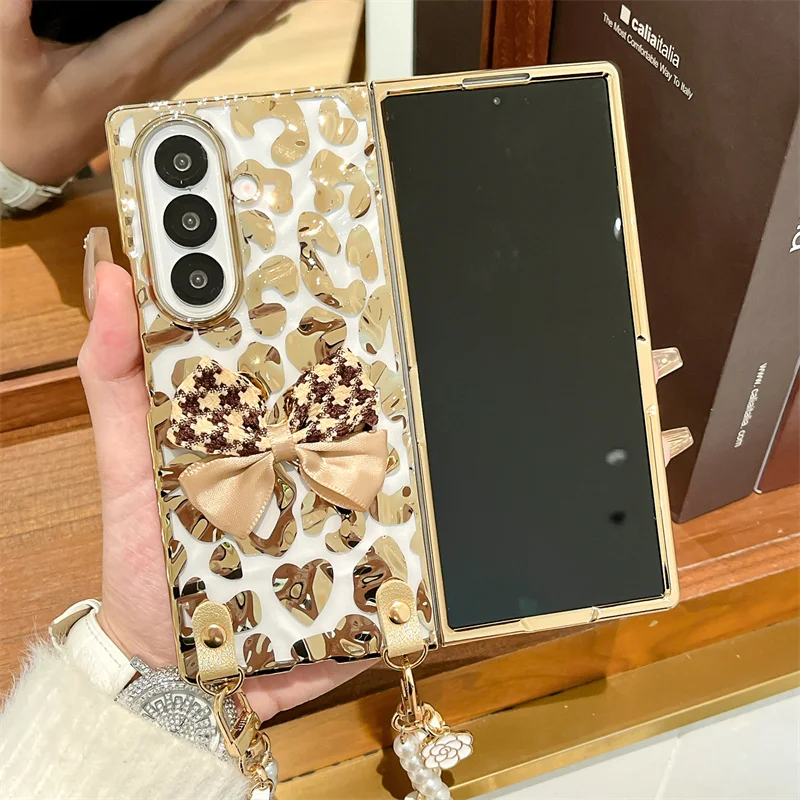 حافظة لهاتف سامسونج جالاكسي Z Fold 7 6 Fold7 Fold6 مع سلسلة حافظة لطيفة ZFold7 Funda