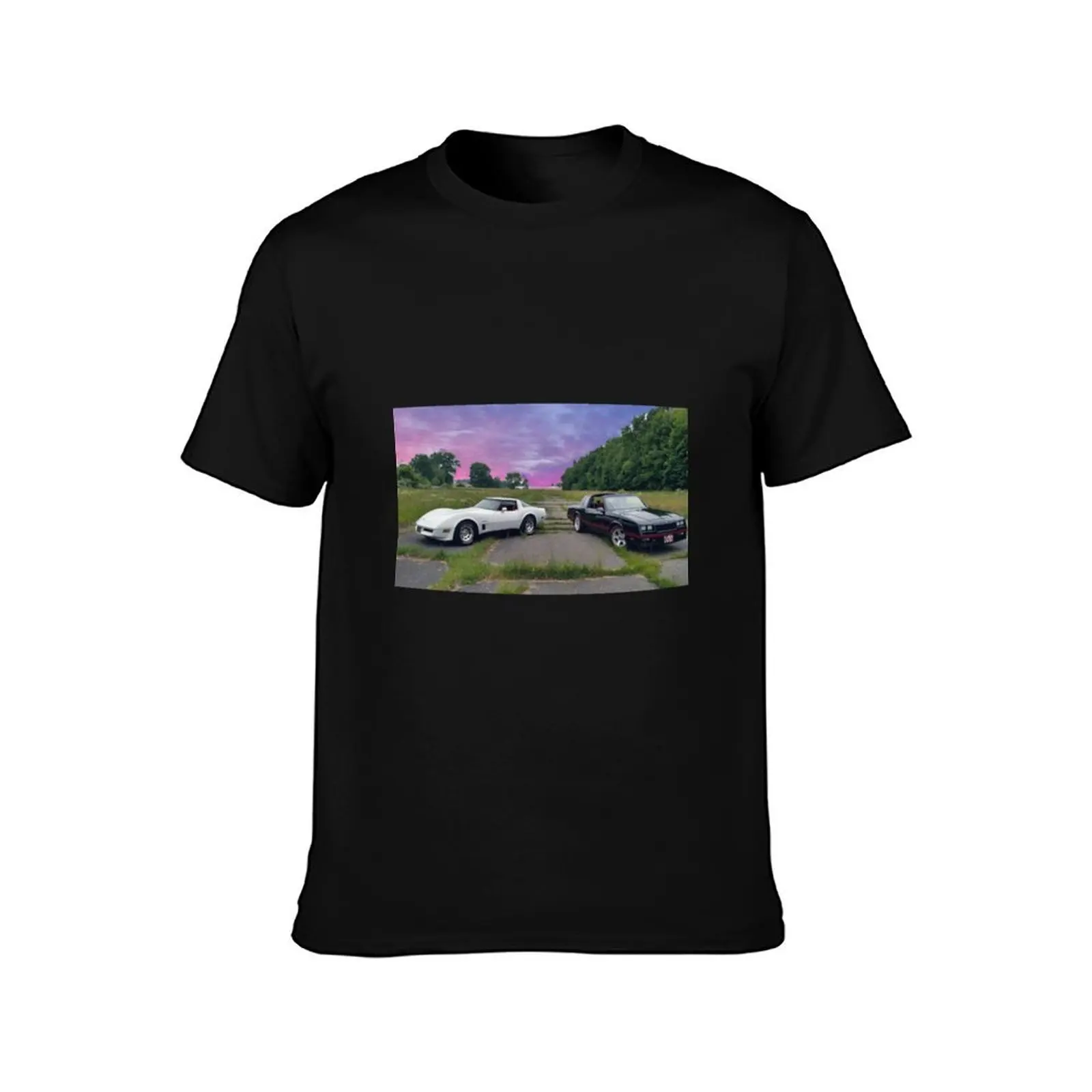 80s muscle on a abandoned drag strip T-Shirt Summer Casual Cotton Tee Oversized Streetwear Tops Vintage Graphic Print