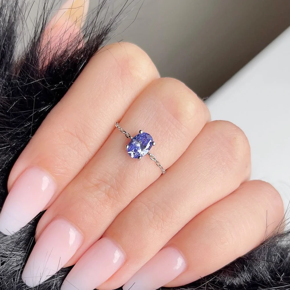 Adjustable Bling Tiny Delicate Oval Shape Colors Ring for Women