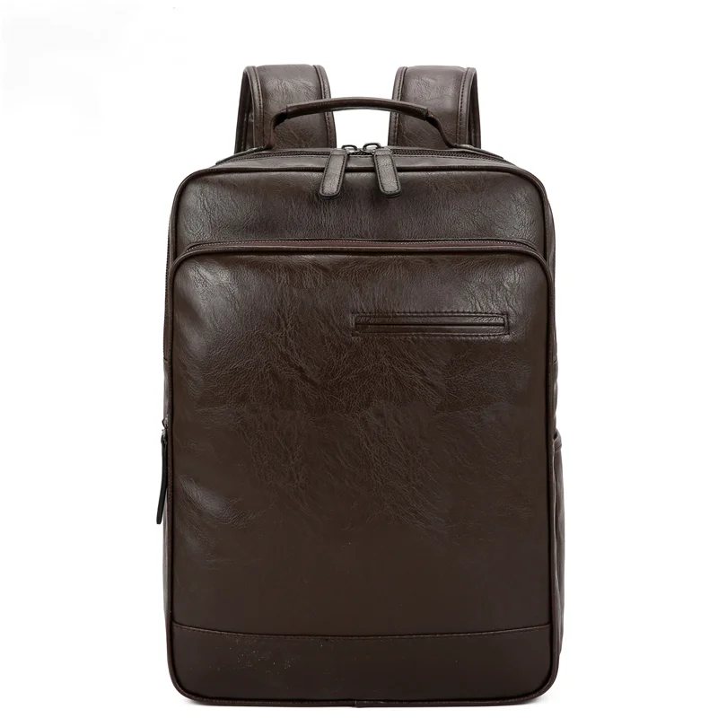 Casual Men's Business Large Capacity Leather Backpack Youth Travel Sheepskin Leisure Simple Men Shoulder Bags High Quality Bag
