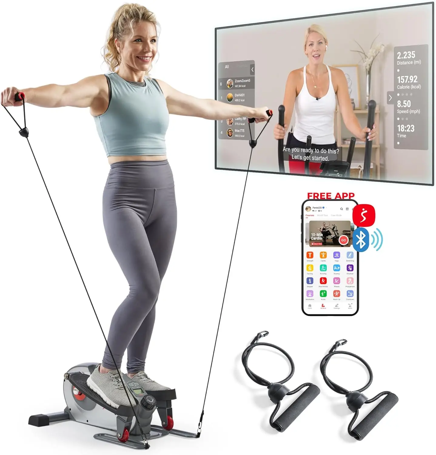

2-in-1 Smart Sit/Stand Elliptical Machine, Portable Under Desk Peddler Exerciser for Senior Home Workout