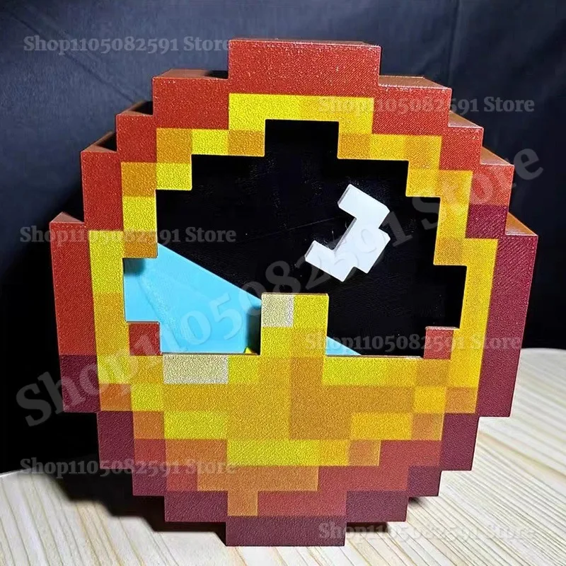 

Cartoon Pixel Style Clock Wall or Table 12/24 Hours Timer 3D Printed with Stand Hook Desktop Ornament Home Decor Creative Gifts