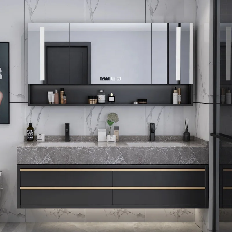 &c Factory Cheap Price Hot Selling Modern Wall-Mounted Bathroom Vanity Smart Lighted Mirror Copper Ceramic Basin Bedroom Dining