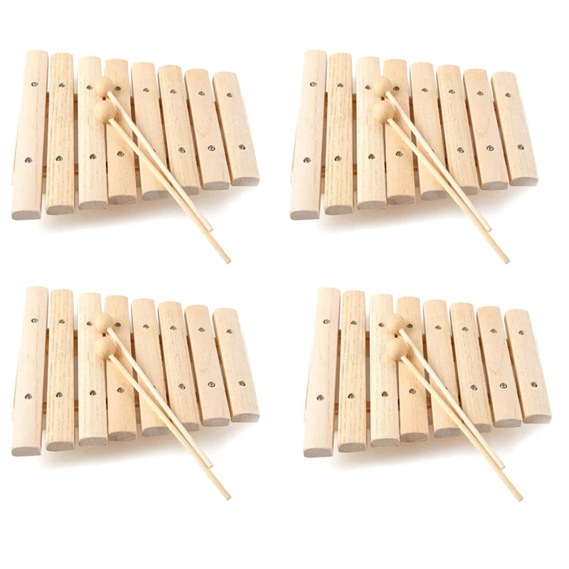 

4X Children Kids Natural Wood Wooden 8 Tone Xylophone Percussion Toy Musical Instrument For Kids Music Develop