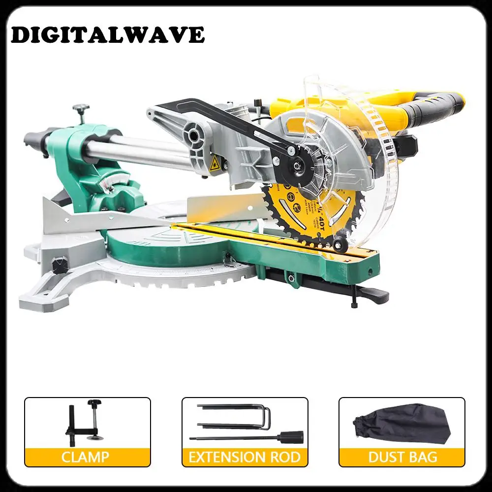 8-inch Upgraded Rod Miter Saw with Extended Guide Rail Multi-function Miter 45 Degree Woodworking Tool Aluminum Sawing Machine