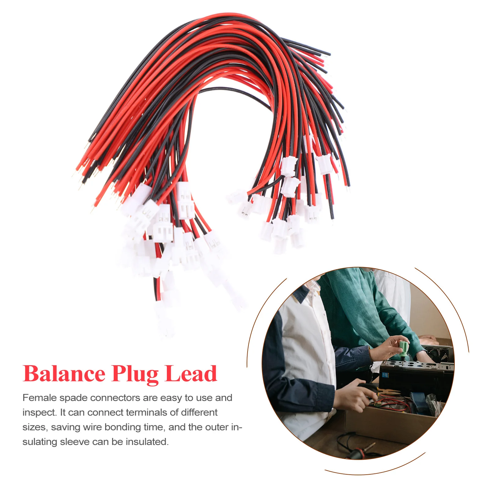 

20pcs Terminal Connector Cable Female Spade Connectors Tinned Copper 2 Pin Balance Plug Extension Lead Wire For 3D Printer