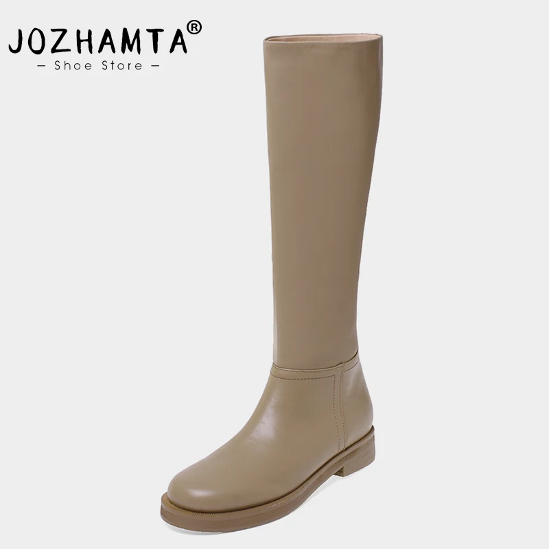 

JOZHAMTA Size 33-40 Women Knee Boots Genuine Leather Casual Flats Platform Shoes Woman Winter 2025 Long Boots For Girls School