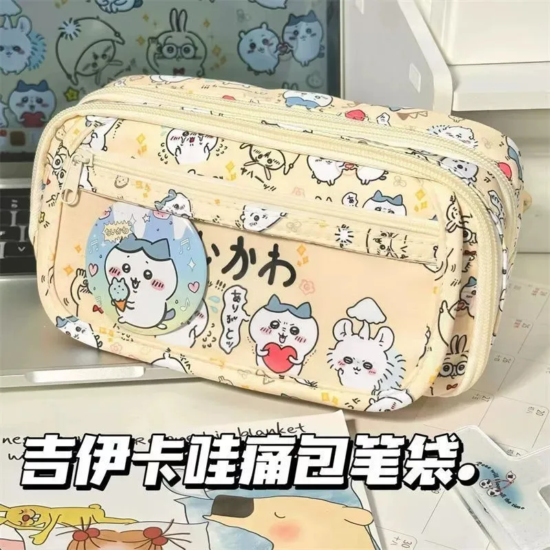 Japanese Style Chiikawa Ita Bag Pencil Case Cute High Appearance Large Capacity Print Multifunctional Storage Pouch for Girls