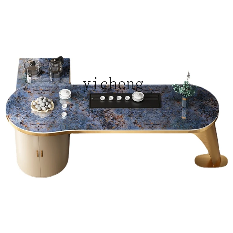 

Yy Tea Table Light Luxury Modern High-Grade Luxury Stone Rock Plate Tea Table and Chair Tea Making Table