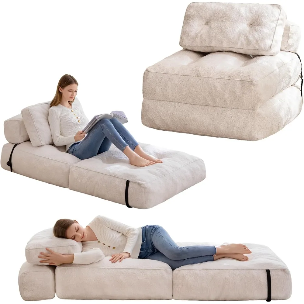 

Portable Folding Sofa Bed, Convertible Sleeper Chair with Backrest, Floor Chair Sofa