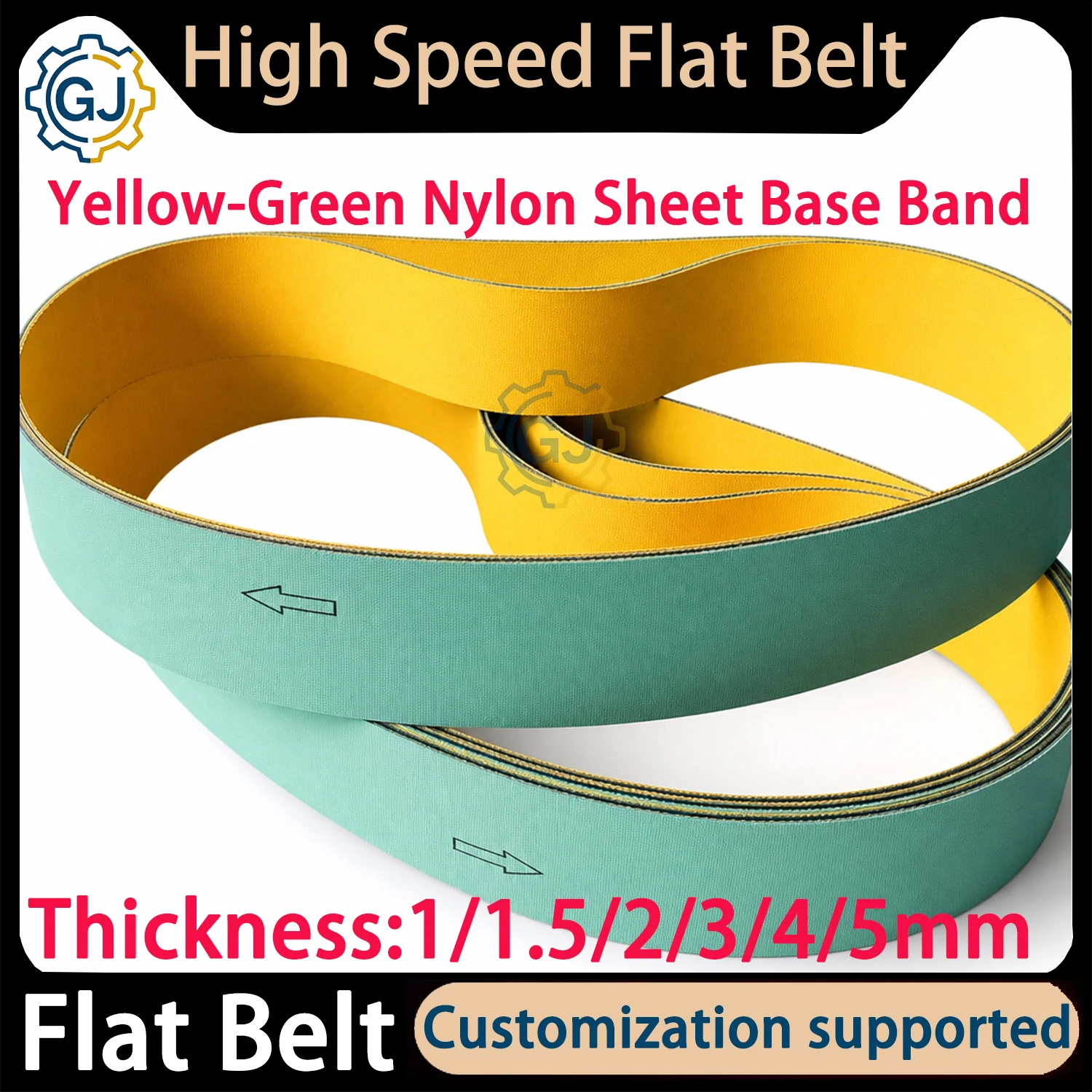 High Speed Flat Belt Perimeter 850mm-2100mm Yellow Green Nylon Sheet Flat Transmission Belt Flat Belt