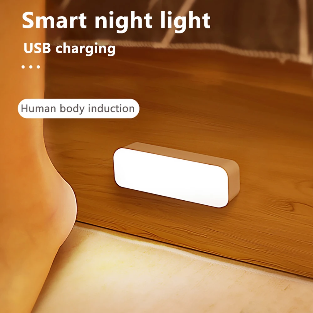 led wall lamp rechargeable  li battery wall sticker indoor lighting motion sensor auto led night light wakeup bathroom led lamp