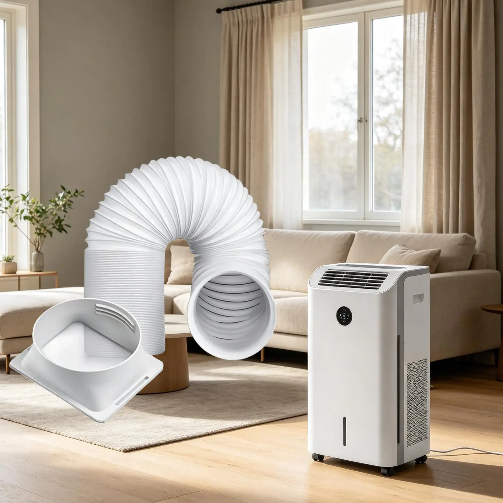2026 Portable AC Exhaust Hose Adjustable Length Tube AC Hose With Square Connector For Window Door Home Bedroom Living Room