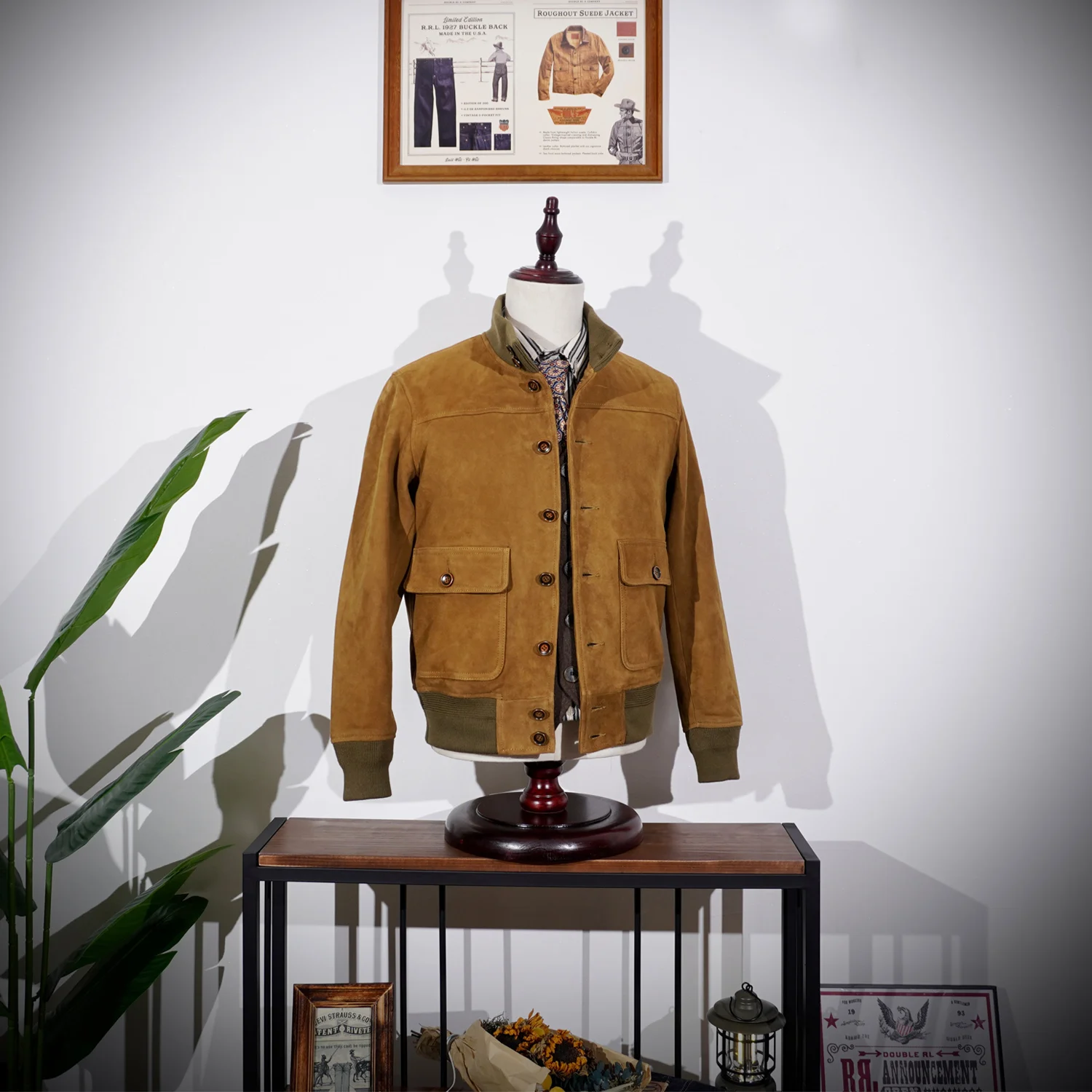 American Retro A1 Flight Suit,  Suede Leather Deerskin Leather Jacket, Men's Short Jacket, Slim Fit Amei Kaji