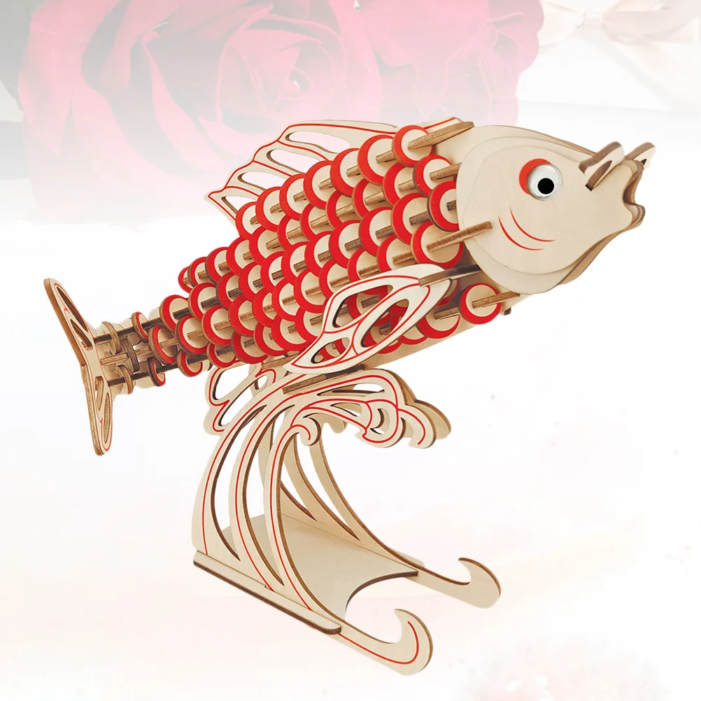 لوحة ألغاز خشبية ثلاثية الأبعاد على شكل سمك الشبوط، هدية تعليمية لتقوم بها بنفسك للأطفال، ألعاب ألغاز خشبية لتطوير الفك المكاني #3