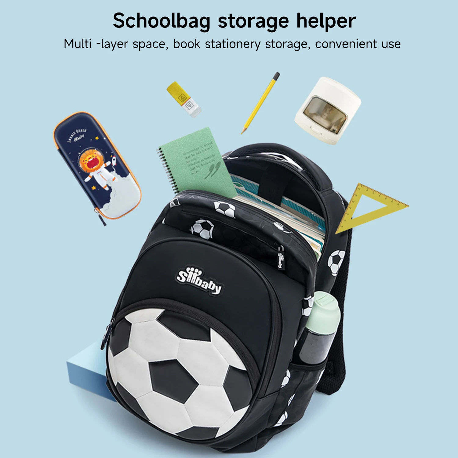 EZONE Kids Football School Bag for Boy Teenage Black Gold Causal Travel Plecak dziecięcy Plecak na laptopa Lekki plecak