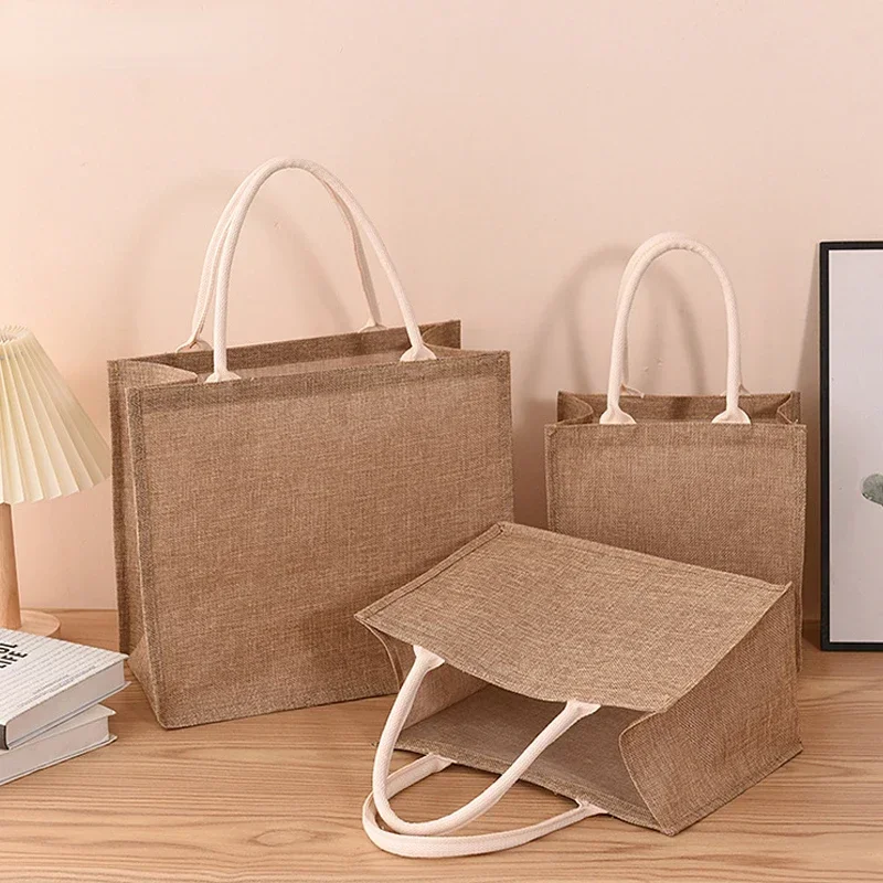 Linen bag Hand-painted cotton sacks Jute portable imitation sacks Linen bags Shopping bags Laminated bags