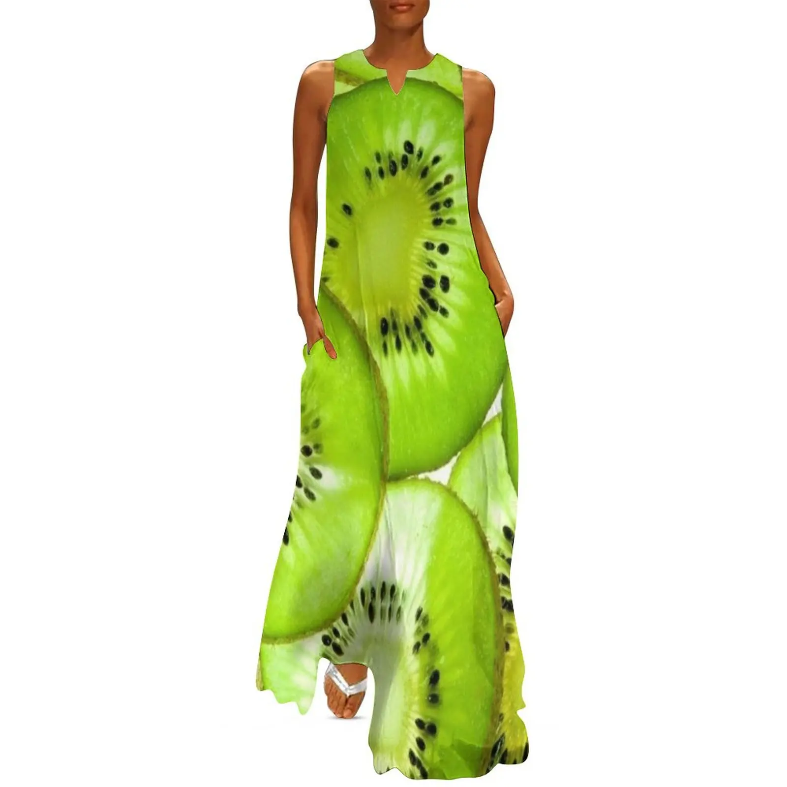 

Kiwi Print Long Dress women's evening dresses 2025 Long dress long sleeve dress