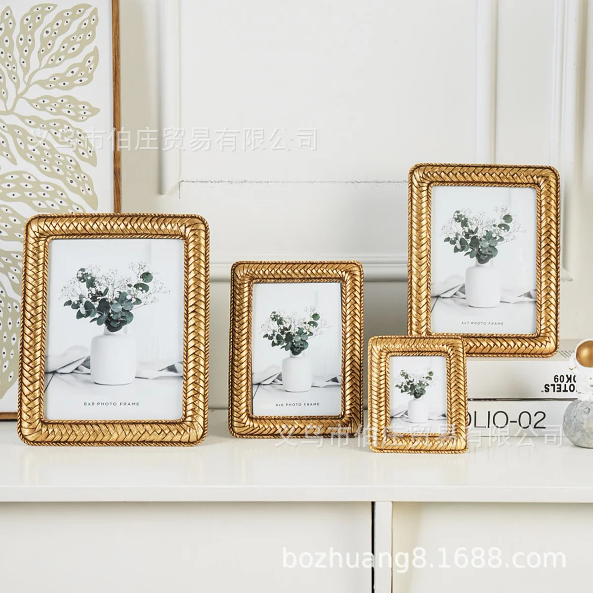 Weaving Craft gold Fashionable European-style resin photo frame tabletop home decoration ornament photo frame