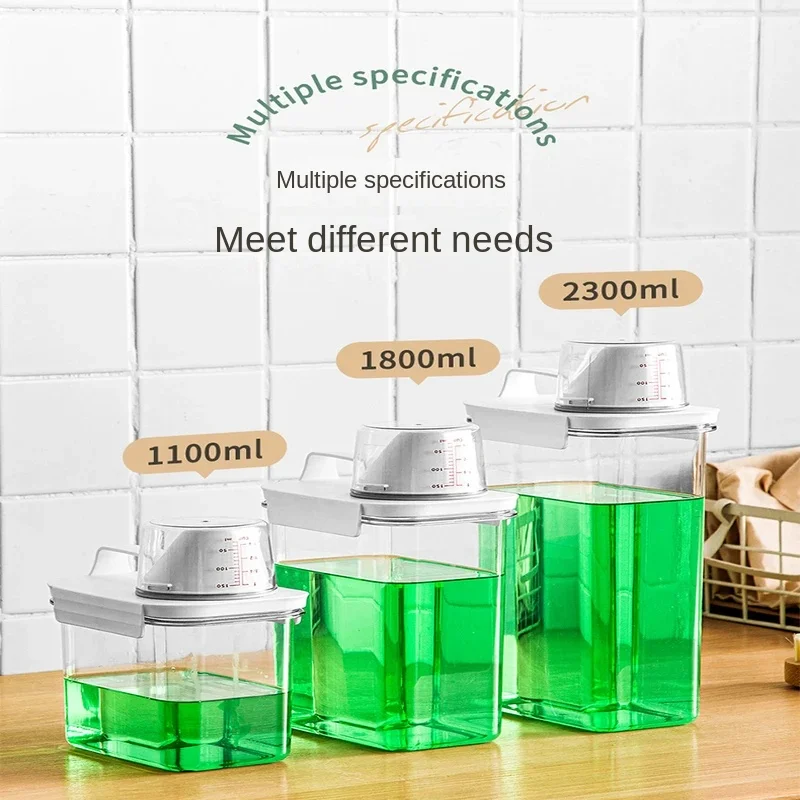 Clear Laundry Detergent Storage Container 2300Ml Airtight Liquid Softener Bleach Box Organized Laundry RoomDetergent