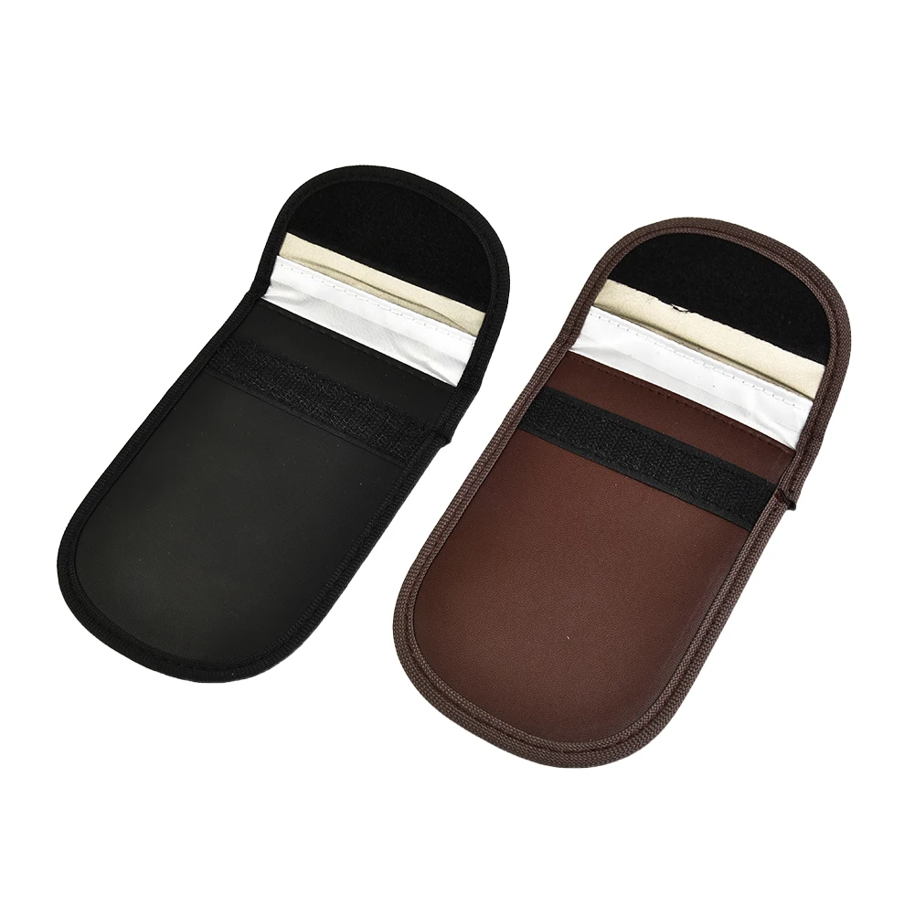 for smart automobile keyfobs Anti-theft for rfid Signal Blocking Pouch case Bag Polyurethane Leather 2PCS 2pcs Faraday