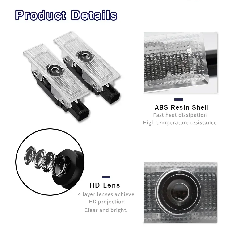 2Pcs For Fiat 500 Logo Ultra Bright LED Car Door Ghost Shadow Projector Light Welcome Courtesy Lamp Logo Styling Accessories