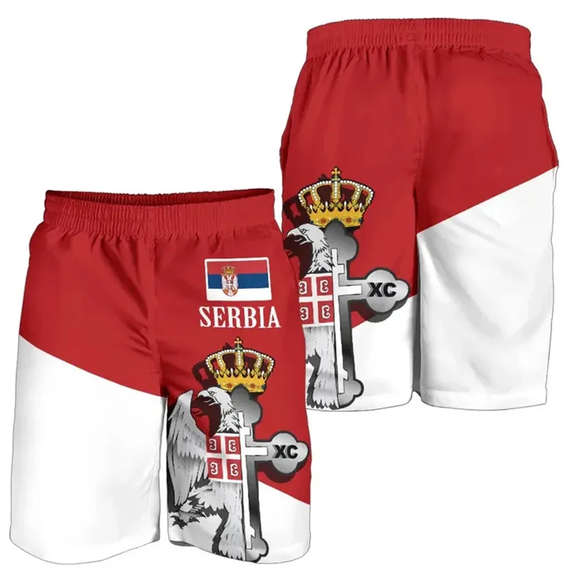 Summer 3d Print Serbia Flag Beach Shorts For Men Quick Dry Surf Board Shorts Popular Sports Swim Trunks Bathing Suits Clothes