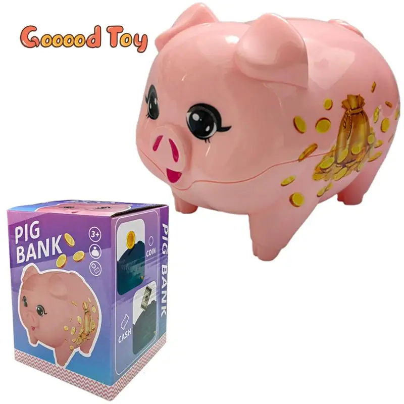 Pig Piggy Bank Coin Cash Banknote Saving Money Box Cute Plastic Pig Piggy Bank for Girls Boys Adults Practical Birthday Gifts