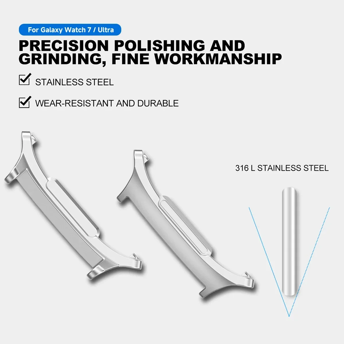   Металлический разъем для Samsung Galaxy Watch 7 Ultra 47 мм, 1 пара адаптеров для часов Samsung Watch 7 Ultra, 20 мм, 22 мм, 24 мм, аксессуары