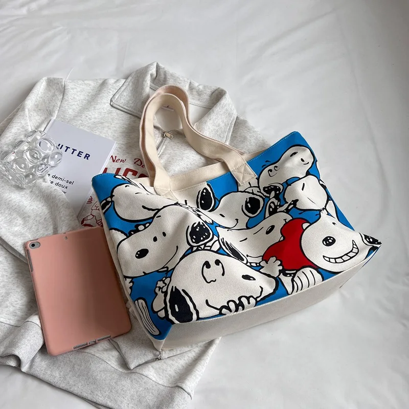 

Snoopy Summer New Canvas Shoulder Bag Women's Large Capacity Women's tote Han Art Shopping Bag handbag