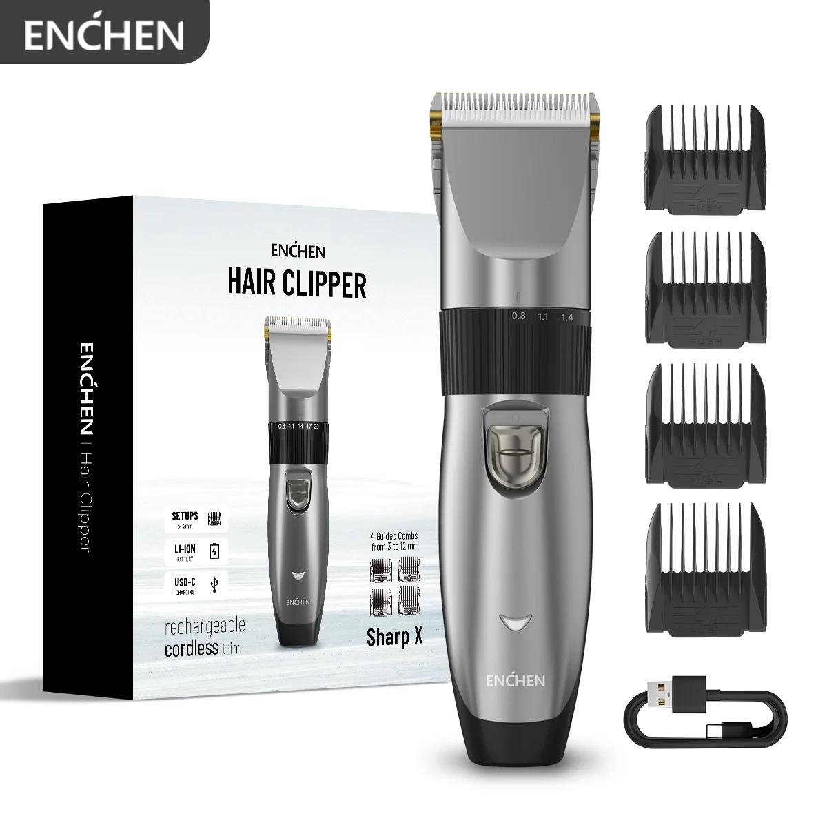 

ENCHEN Sharp X Professional Haircut Clipper Single Handfine-Tuning Design With Safety Lock Upgraded Ceramic Blade Type-C Port